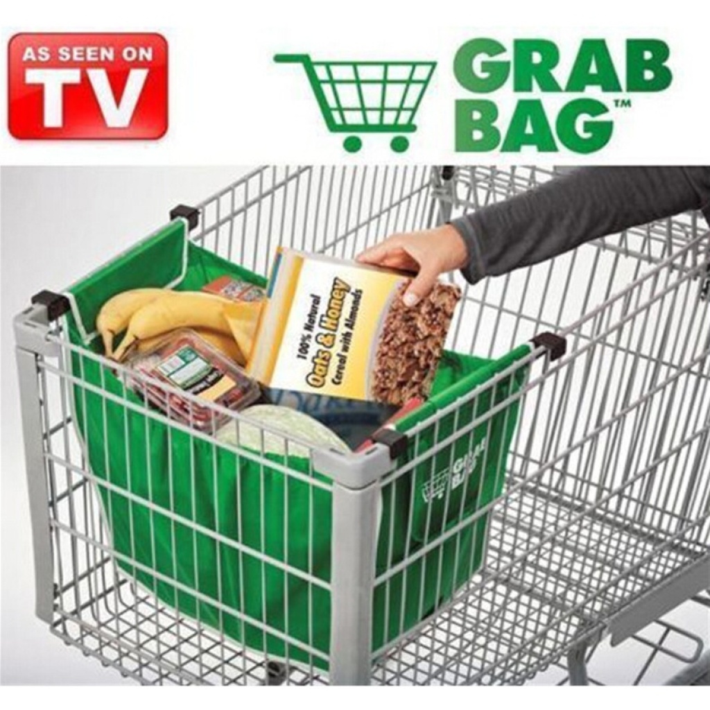 批发加厚绿色超市推车购物袋收纳布袋无纺布手提袋TV产品GRAB BAG详情1