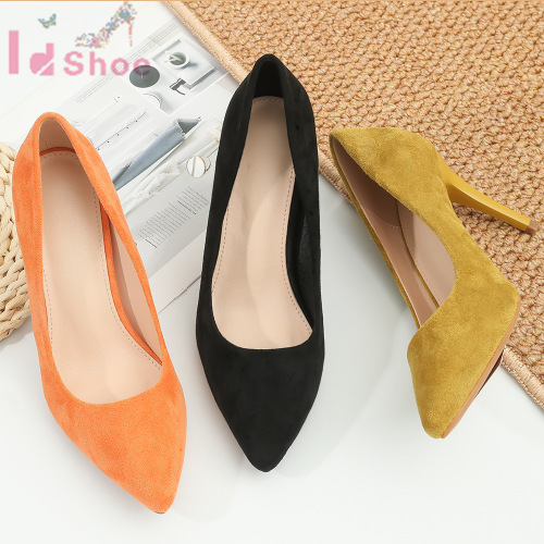 foreign trade spring new high heels women‘s guangzhou women‘s shoes craft shoes fashion pointed stiletto heels professional shoes suede