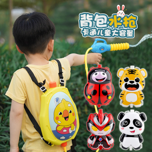 New Backpack Water Gun Toy Children Cartoon Water Pistol Pull-out Beach Toy Outdoor Summer Water Playing Wholesale