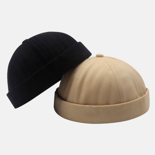 yuppie hat men‘s fashion brand spring summer korean style dome retro hip hop hooligans melon leather main hat brimless hat personality