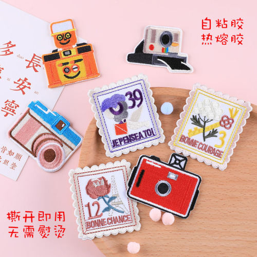 Embroidery Cloth Stickers Camera Photo Clothing Accessories Shoes and Hats Bag Accessories Patch Badge Computer Embroidery Logo Self-Adhesive