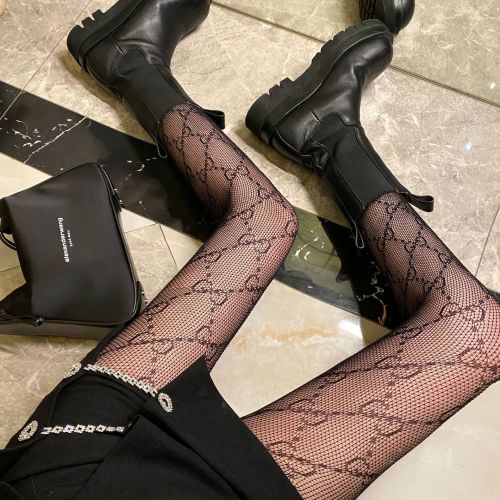 stockings women‘s hot sexy double g fishnet socks with letters pantyhose small mesh mesh stockings
