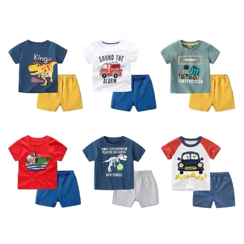 2 Yuan Children‘s Clothing Factory Direct Sales Supply Summer New Korean Children‘s Clothing Short-Sleeved T-shirt Set Stall Wholesale Foreign Trade