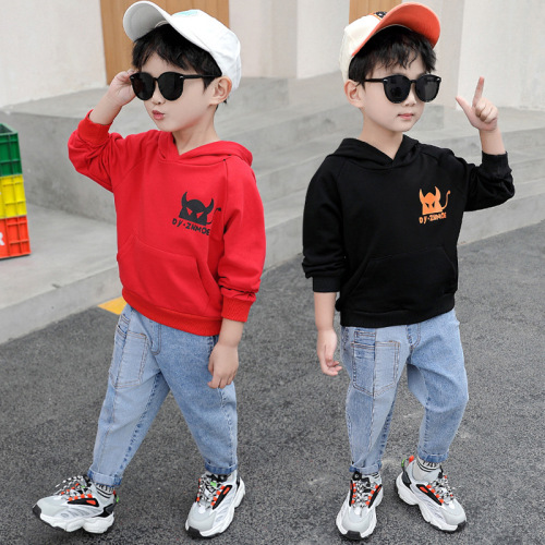 boys‘ autumn hooded sweater children‘s loose bottoming shirt sportswear spring and autumn top handsome fashion
