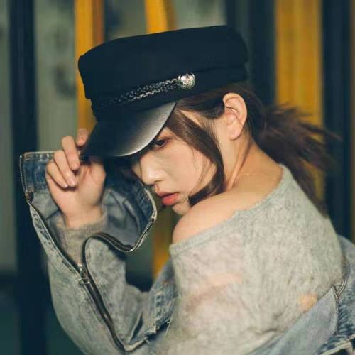 High-Profile Figure Korean Style Spring and Autumn Octagonal Beret Women‘s Casual All-Matching Navy Hat British Retro Flat-Top Cap
