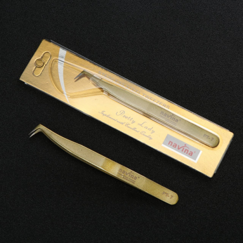 navina yaweiya grafting eyelash eagle mouth clip golden 7-shaped straight mouth tweezers hair special elasticity is good