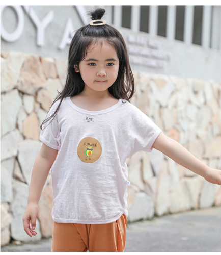 Children‘s Boys‘ Short-Sleeved Suit Korean Summer New Slub Cotton Cropped Pants Girls‘ Fashion Clothing Children‘s Clothing Wholesale