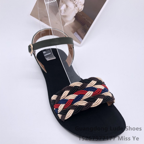 Summer New Women‘s Sandals Comfortable Sandals Woven Buckle Fashion Guangzhou Women‘s Shoes Handcraft Shoes Flat Sandals Women