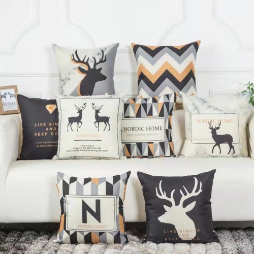 Pillow Amazon Home Ins Nordic Impression Deer Geometric Cotton and Linen Cushion Case North American Cushion