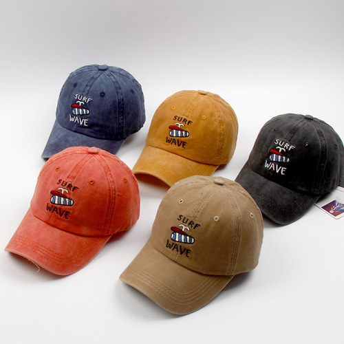Hat Female Korean Washed-out Cotton Letter Embroidery Street Four Seasons All-Match Baseball Peaked Cap Custom