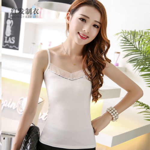 Solid Color Slim Fit Suits Bottoming Camisole Women‘s V-neck Strap Women‘s Suit Bottoming Shirt Small Sling