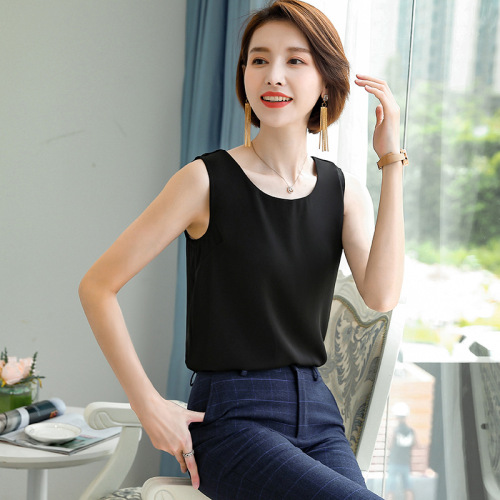 spring and summer new chiffon small sling women‘s korean-style outer wear round neck sleeveless all-match vest bottoming waistcoat inner wear