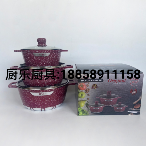Die Casting Aluminum Pot Granite Pot 6-Piece Set Stockpot Soup Pot Kitchen Superior Pot Foreign Trade Hot Selling Product