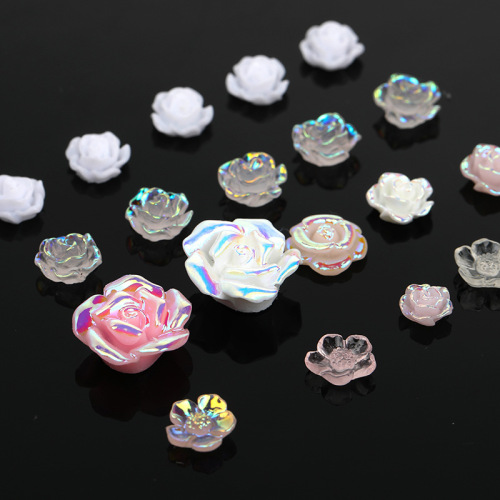 factory direct sales colorful camellia manicure rhinestone imitation pearl rose diy phone case ornament accessories