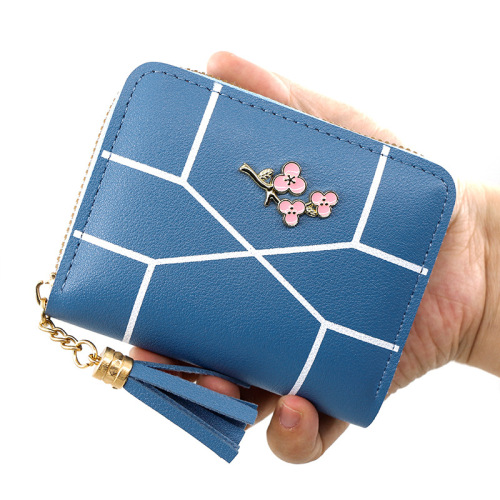 Spot Single Pull Bag Fashion Women‘s Short Wallet Solid Color Wallet Clutch Zipper Bag Coin Purse Certificate Card Holder