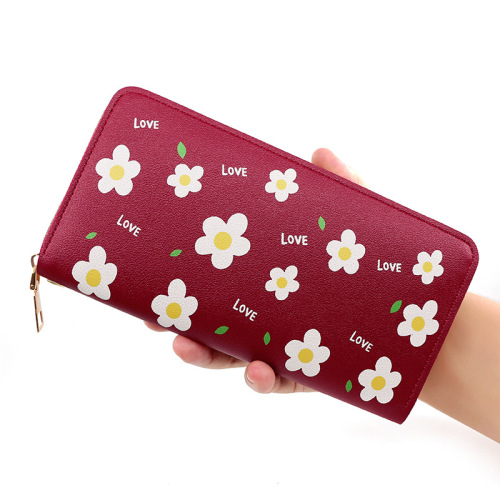 in stock long women‘s wallet card holder clutch printing single pull zipper bag coin purse card holder mobile phone bag
