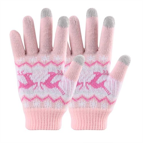 Factory Wholesale Winter Acrylic Thermal Touchpad Sensible Gloves Outdoor Mobile Phone Tablet Gloves Jacquard Gloves Customized