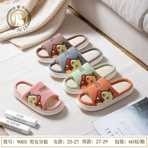 2022 New Autumn Pink Toe Ring Slippers Adult Breathable Couple Average Size Linen Spot Men‘s Sewing Shoes Slippers