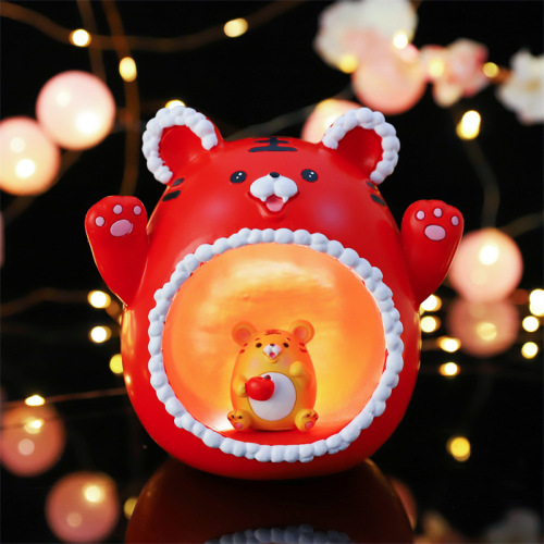 creative year of the tiger new product fat tiger piggy bank night light new year gift little tiger star light piggy bank crafts