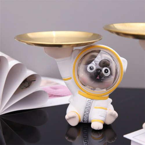 Astronaut Spaceman Aerospace Vientiane Dog Tray with Light Living Room TV Cabinet Candy Plate Decorations Factory Direct Sales