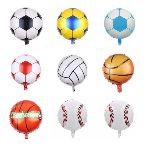 18寸圆形篮球排球足球棒球铝膜气球 儿童生日派对气球批发
