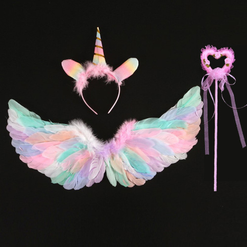 halloween children‘s suit angel elf rainbow wings little devil watch performance costume dress up girl princess dress