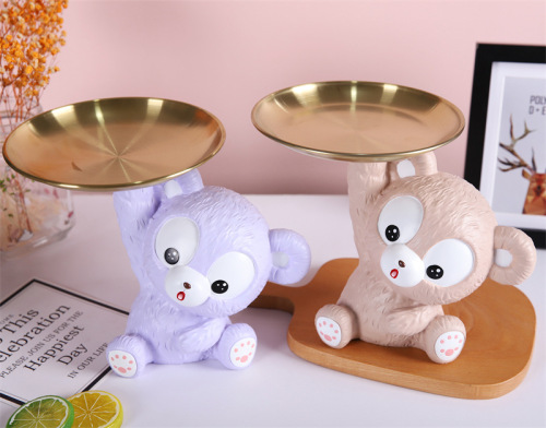 2022 Internet Hot Dull Bear Tray Storage Desktop Decoration Bedroom Office Ornament Convenient and Practical Key Storage