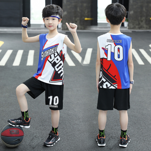 boys‘ summer quick-drying clothes set 2022 new summer basketball clothes children‘s sports middle and big children‘s vest two-piece set