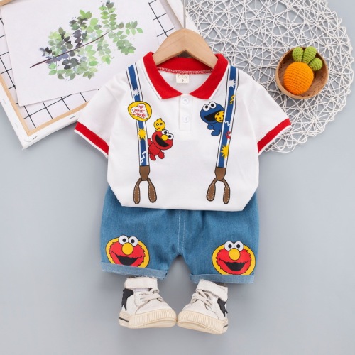 Boys‘ Summer Short Sleeve Suit 2022 New Western Style Boys‘ Baby Clothes Trendy Children‘s Fashionable handsome Two-Piece Set 