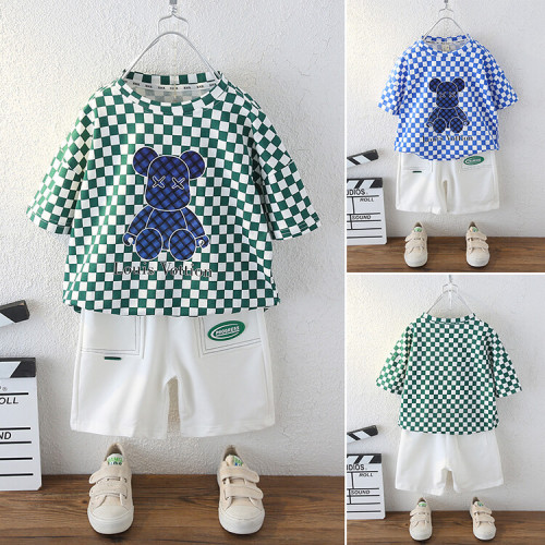 Boys‘ Summer Suit 2022 New Children‘s Handsome Short Sleeve Two-Piece Set [Wholesale] Summer Clothes Little Children‘s Clothing Beautiful