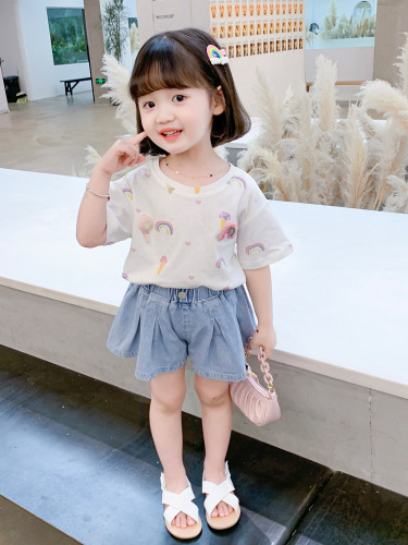 girls‘ summer denim shorts 2022 new baby summer clothes children‘s western style thin pants female korean style children‘s outer wear