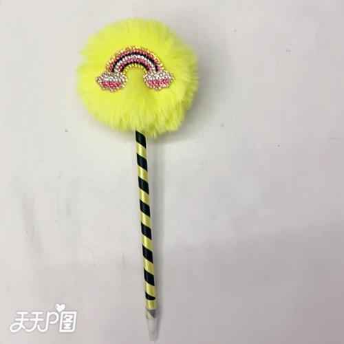Factory Direct Sales New Fur Ball Pen Feather Pen Craft Ballpoint Pen Handmade