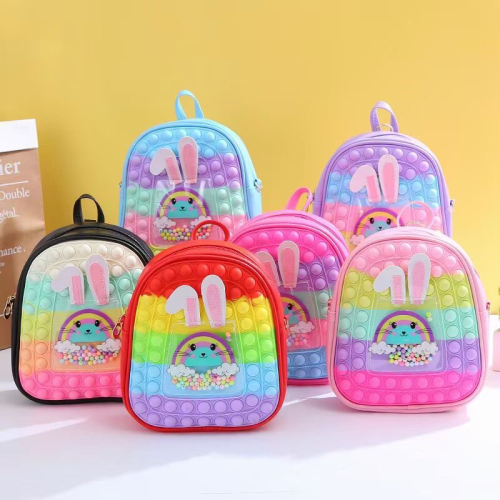deratization pioneer schoolbag backpack silicone cartoon rabbit ear backpack spot double-layer schoolbag new