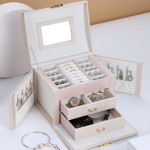 Creative Butterfly Double Open Multi-Layer Large Capacity Rings Ear Studs Ring Necklace Jewelry Storage Box Portable European Style Casket Jewel Box