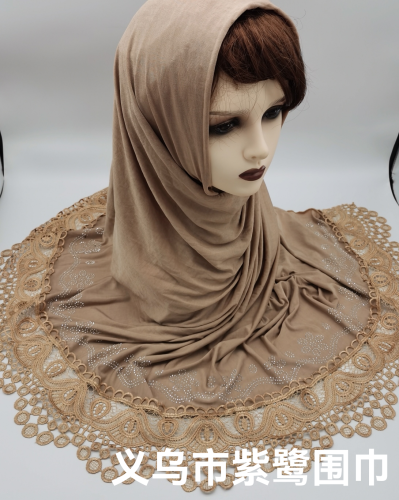 foreign trade hot-selling brushed milk silk lace hot drilling arab african muslim women‘s bag headscarf headscarf