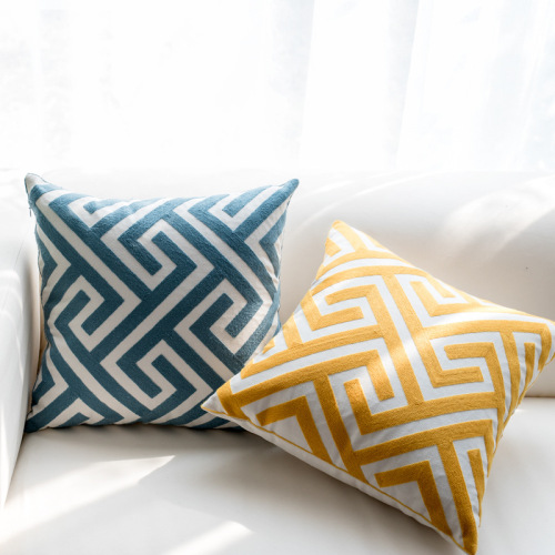 sofa cushion cover nordic geometric pillow cotton pillow american model room home cushion embroidery cushion