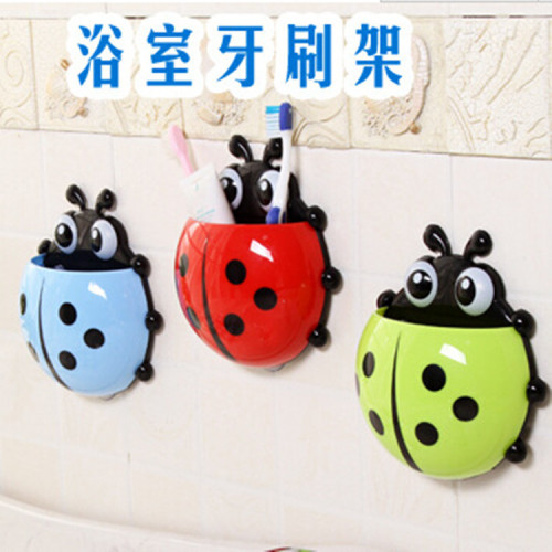 Creative Home Daily Use Articles Cute Cartoon LADYBIRD Suction Toothbrush Holder Toothpaste Holder Storage Rack Wholesale