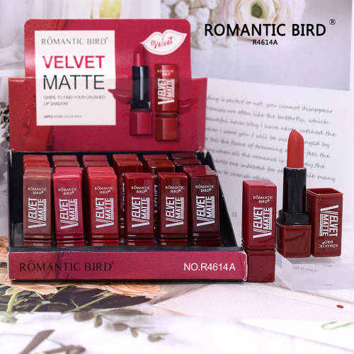 [24 PCs] R4614a Matte Romantic Bird Solid Color Matte Lipstick 12 Color New