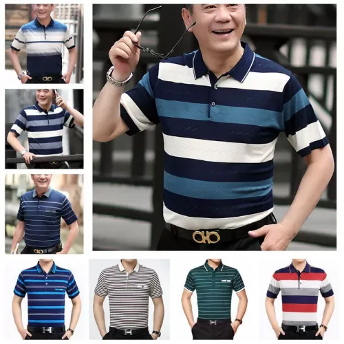 foreign trade men‘s lapel short sleeve men‘s lapel t-shirt men‘s dad wear middle-aged and elderly undershirt short sleeve stall market goods