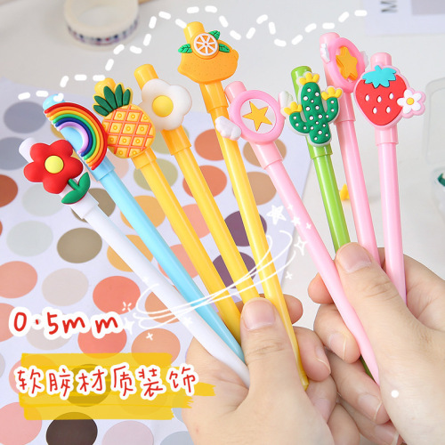 korean ins cute cartoon gel pen small fresh creative student water pen writing tool office signature pen black