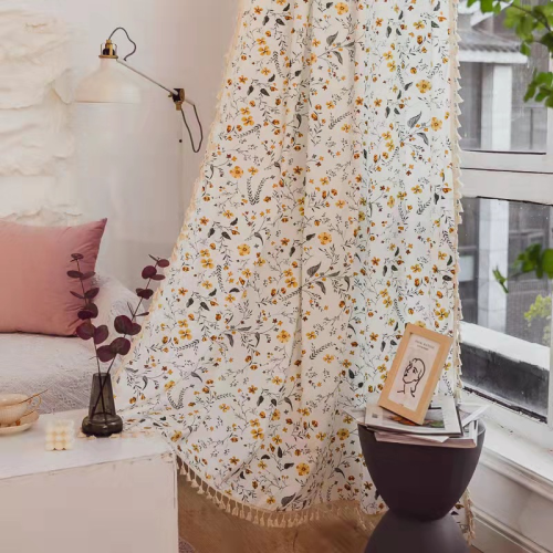 nordic ins country style flower cloth curtain half curtain sunshade fresh cotton linen curtain partition curtain cabinet curtain