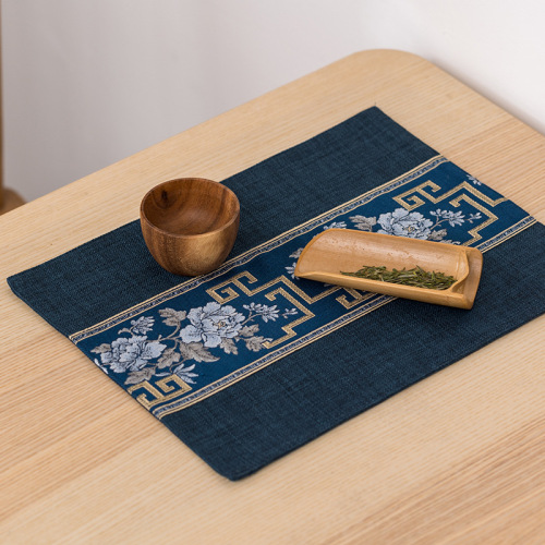 chinese fabric mat dining mat linen embroidery coaster thickened double insulation teapot mat zen table runner tea table decoration
