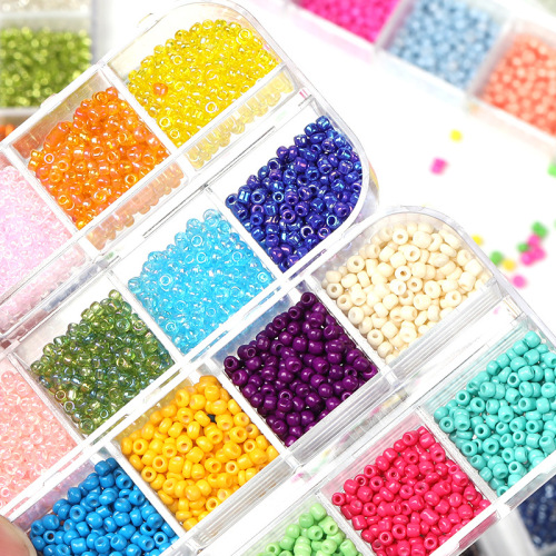 12 Color Boxed Glass Rice Beads Color Beaded DIY Jewelry Accessories Set Baking Paint loose Beads 2mm Factory Wholesale
