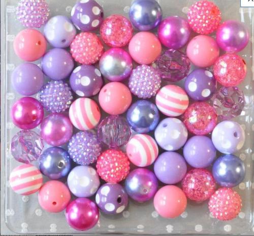 IY Acrylic Loose Beads Purple Pink Tone 20mm Mixed Color Mixed Beaded Combination Chunky Beads