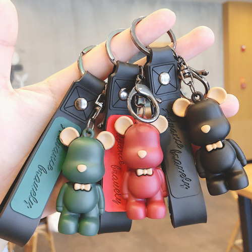 Creative Personality Nordic Bear Silicone Key Chain Couple Schoolbag Keychain Pendant Automobile Hanging Ornament Small Gift Wholesale