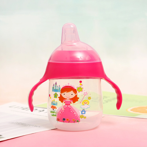 Children‘s Drinking Cup Pp Duckbill Cup Training Cup with Dust Cover 210ml Double Handle Heat-Resistant Drinking Cup Wholesale