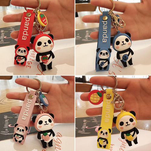 Creative Cartoon Cute Panda Pier Silicone Key Chain Unique Key Pendant Bag Backpack Hanging Ornament Keychain