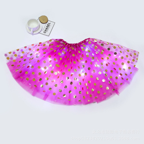 european and american bronzing dot led dress with light luminous sequined mesh tutu skirt adult half-length pettiskirt factory straight