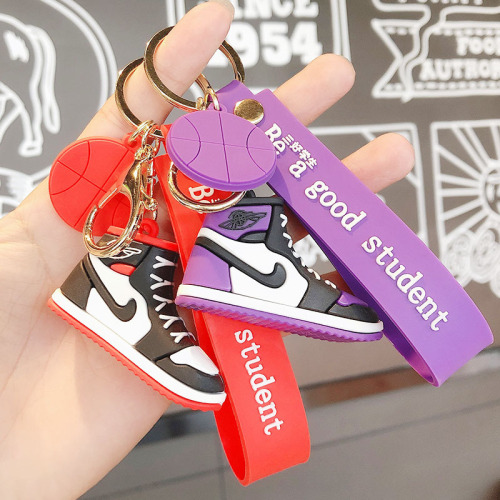 personalized silicone three-dimensional sports shoes simulation keychain car key pendant creative bag small ornaments wholesale
