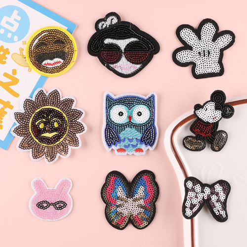 Sequin Embroidery computer Emboridery Label Patch Cartoon Animal Shoes and Hats Bag Accessories Clothing Accessories Embroidery Cloth Stickers 